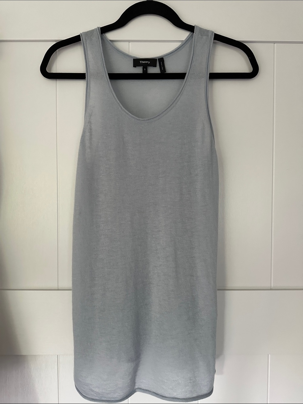 Theory Light Blue/Steel Grey Cashmere Scoop Tank